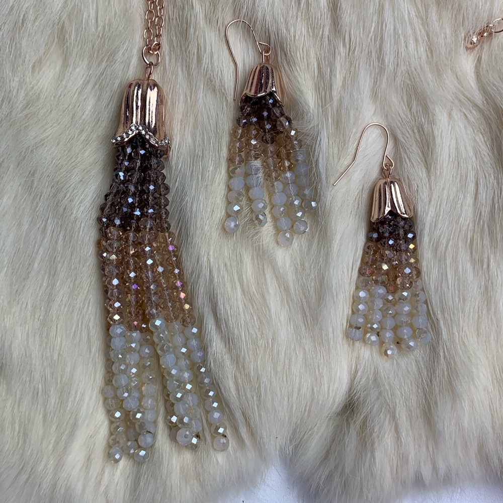 last one ROSE GOLD GLASS STONE NECKLACE SET - Picture 7 of 7